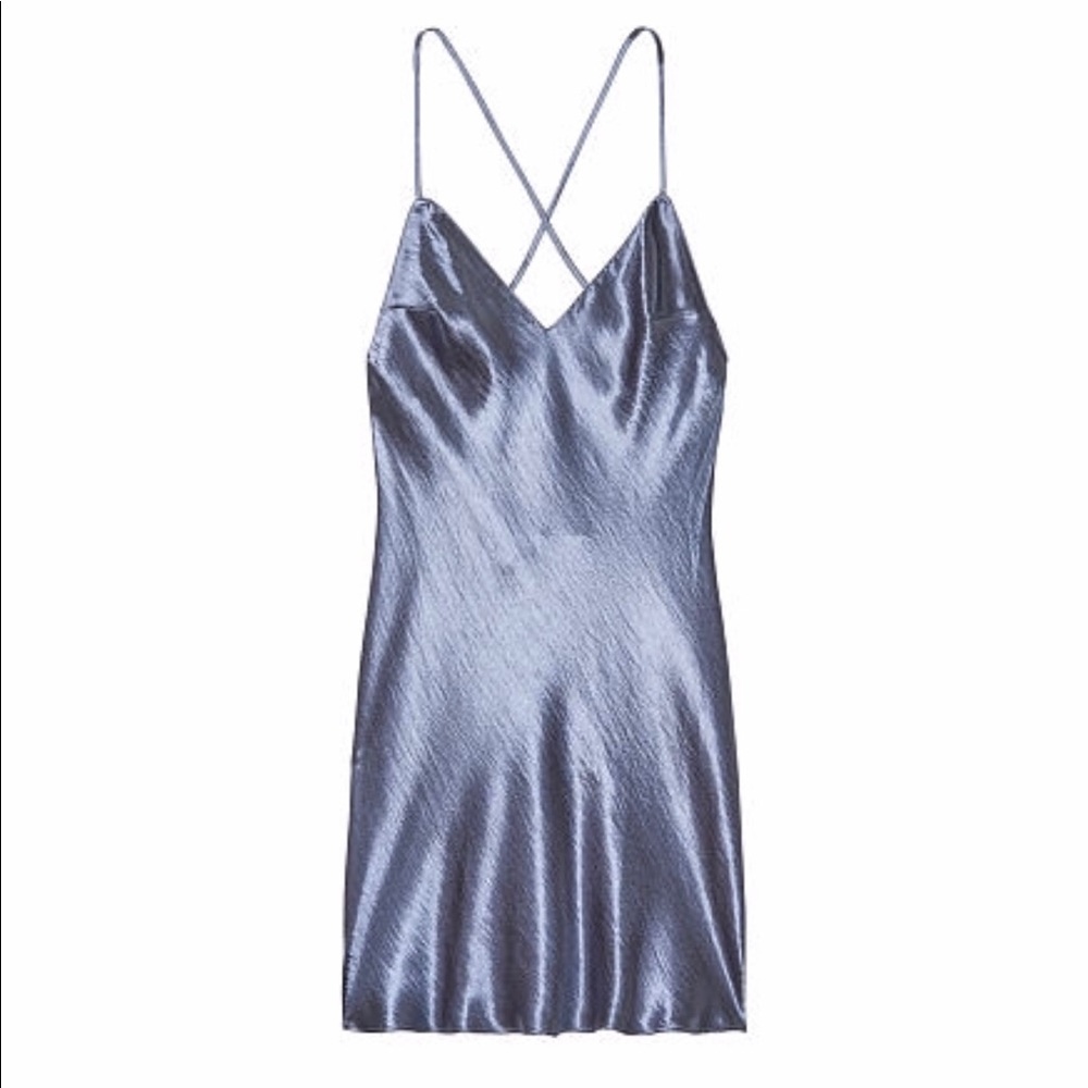 ❗️NEW ARRIVAL❗️Grey Cowl Back Satin Slip Dress - Picture 3 of 8